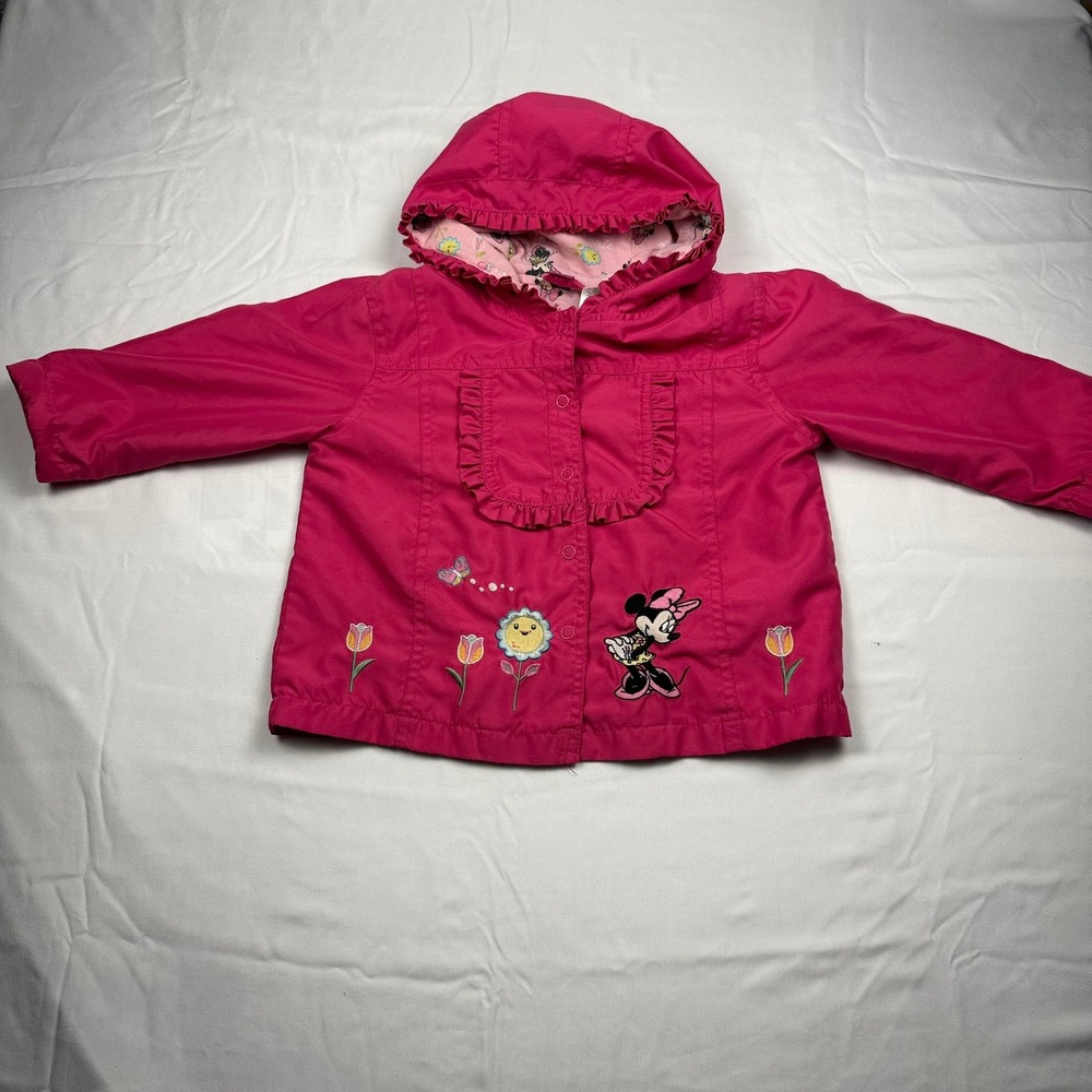 Disney Minnie Mouse Girls Hooded Windbreaker Jacket Beetroot Purple Size 3T